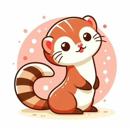 Cute cartoon red panda sitting on the ground. Vector illustration.のイラスト素材