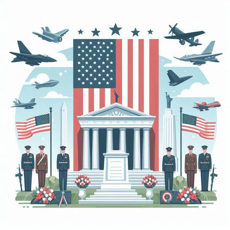 Flat design vector illustration concept of Memorial Day and Memorial Day.のイラスト素材