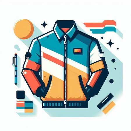Jacket for men. Colorful vector illustration in flat style.のイラスト素材