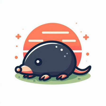Cute little mole cartoon character. Vector flat illustration isolated on white background.のイラスト素材