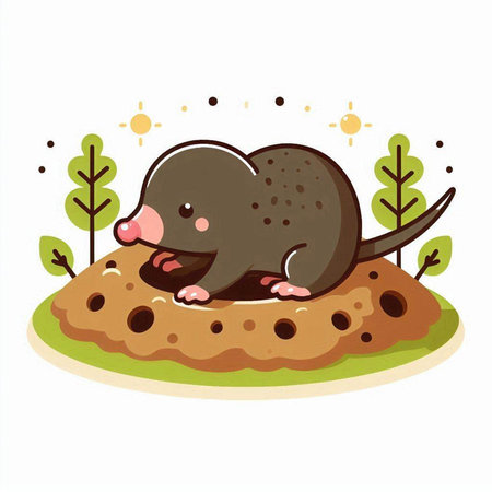 Mole on the ground. Vector illustration of a cartoon mole.のイラスト素材