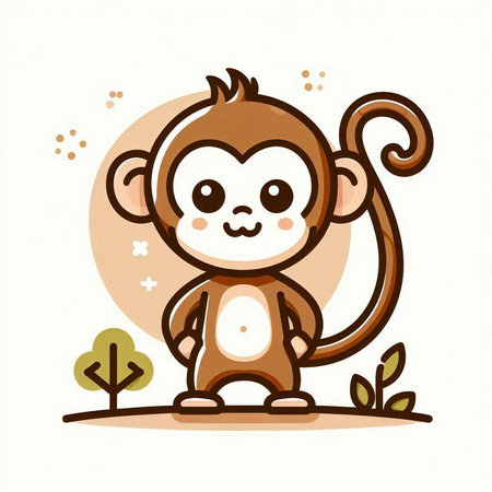 Cute cartoon monkey. Vector illustration isolated on a white background.のイラスト素材