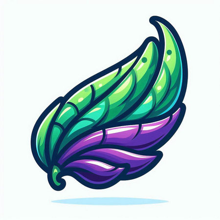 Illustration of a green leaf icon isolated on a white background.のイラスト素材