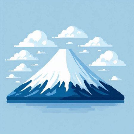 mountain with clouds in the blue sky, vector illustration eps10のイラスト素材