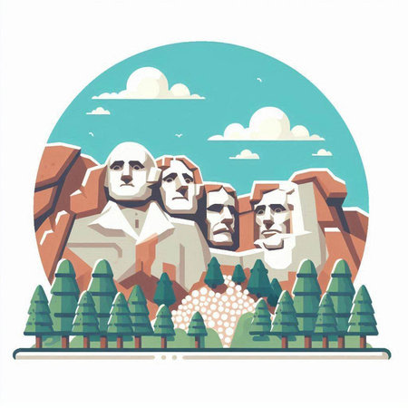 Rocky mountain landscape in flat style. Vector illustration on white background.のイラスト素材
