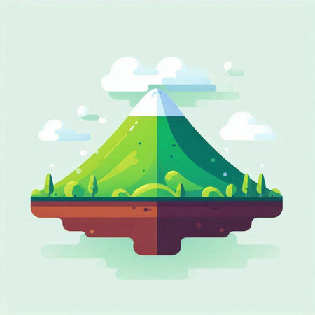 Illustration of the mountain in the flat style. Vector illustration.のイラスト素材