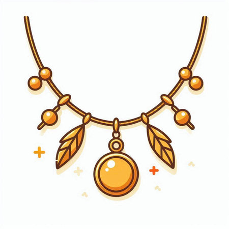 Necklace with pearls. Vector illustration on white background.のイラスト素材
