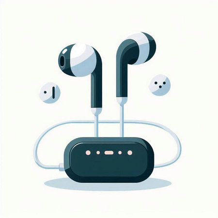 Wireless headphones on a white background. Vector illustration in flat style.のイラスト素材
