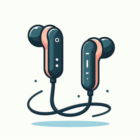 Earphones icon. Vector illustration in flat style. Isolated on white background.のイラスト素材