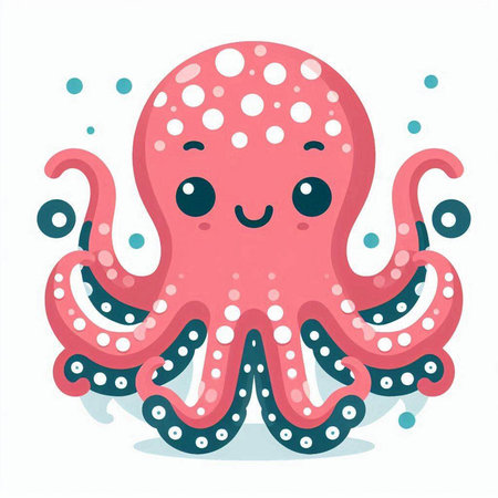 Cute cartoon octopus. Vector illustration in a flat style.のイラスト素材