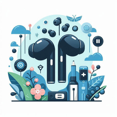 Vector illustration in flat style with icons of gadgets and technology. Technology concept.のイラスト素材