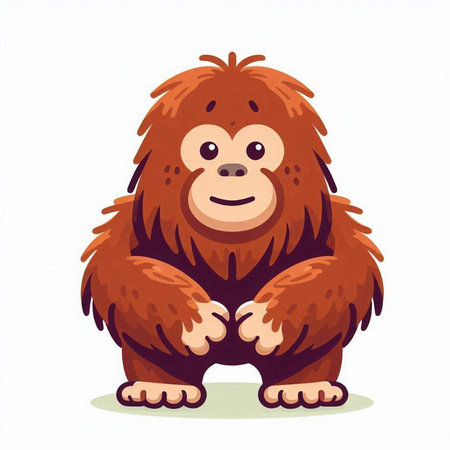 Vector illustration of cute cartoon orangutan isolated on white background.のイラスト素材