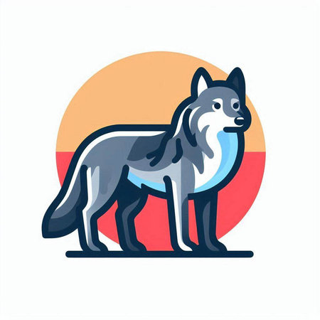 Wolf icon. Vector illustration in flat style. Illustration of wild animal.のイラスト素材