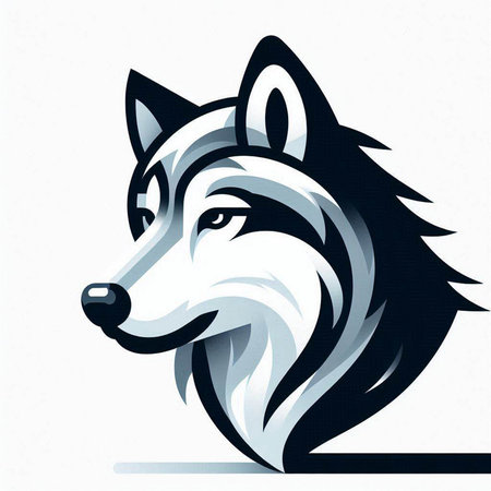 Vector illustration of a wolf head on a white background with space for textのイラスト素材