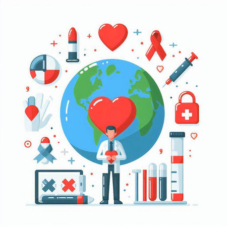 World health day concept. Vector illustration in flat style. World health day concept.のイラスト素材