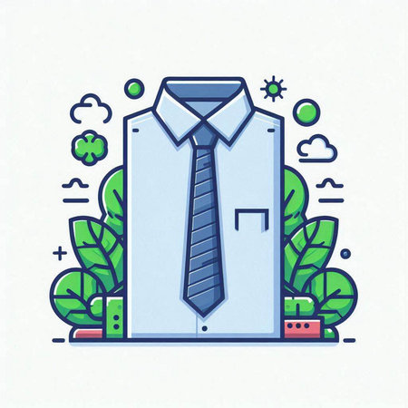 Businessman shirt and tie with plant in pot. Vector illustration.のイラスト素材