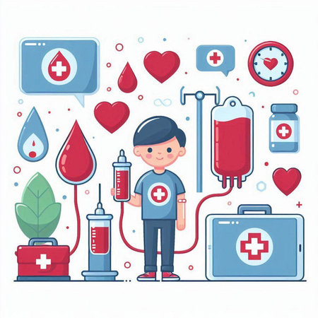 Health care concept with medical icons. Vector illustration in flat style.のイラスト素材