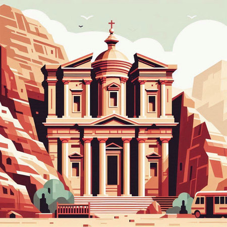 St. George's Cathedral in Cairo, Egypt. Vector illustration.のイラスト素材
