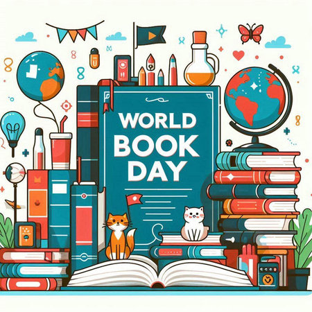 World Book Day. Vector illustration of books and school supplies. Education conceptのイラスト素材