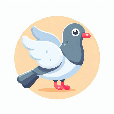 Pigeon flat vector illustration. Cute cartoon bird character.のイラスト素材