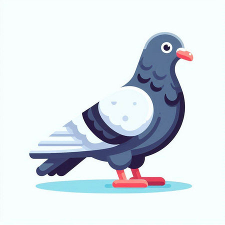 Pigeon on ice. Vector illustration in flat cartoon style.のイラスト素材
