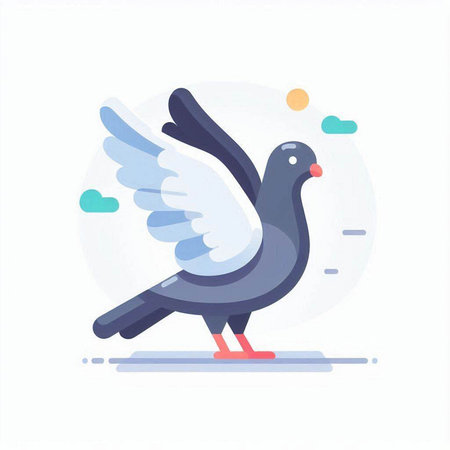 Pigeon vector illustration. Flat style design. Bird icon.のイラスト素材