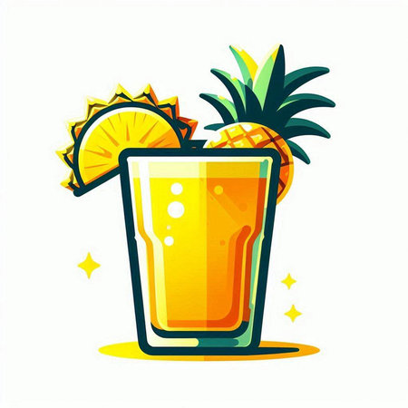 Pineapple smoothie. Vector illustration isolated on white background.のイラスト素材