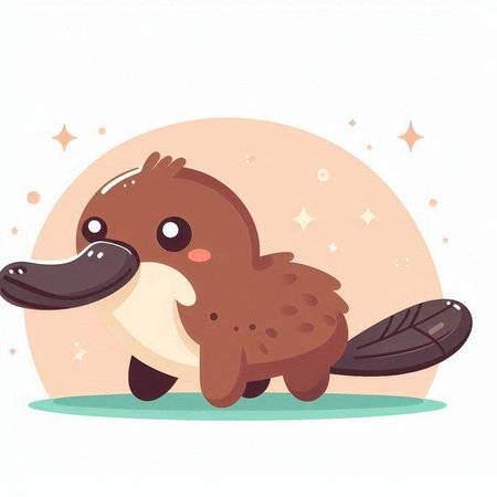 Cute cartoon platypus vector illustration. Cute platypus vector illustration.のイラスト素材