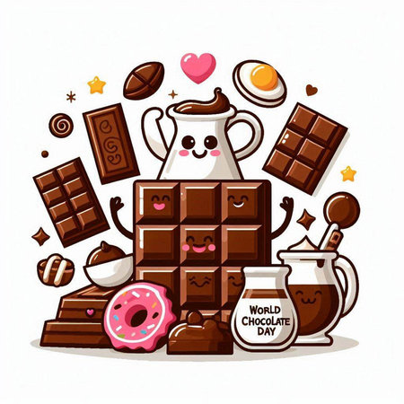 Chocolate, milk, ice cream, coffee and sweets. Vector illustration.のイラスト素材
