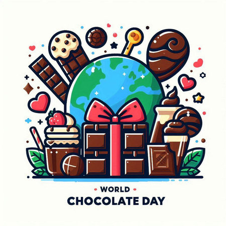 World Chocolate Day. Vector illustration of World Chocolate Day. Design for banner, poster or print.のイラスト素材
