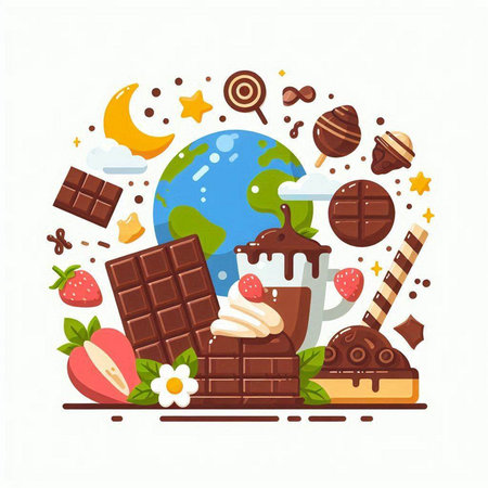 Vector illustration of World Chocolate Day. Illustration of World Chocolate Day.のイラスト素材
