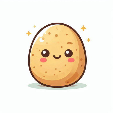 Cute potato character. Vector flat cartoon kawaii character illustrationのイラスト素材
