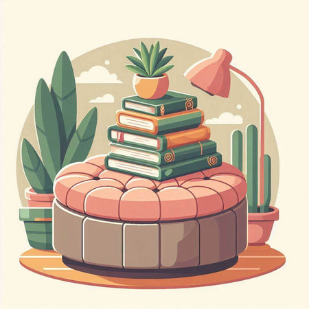 Stack of books on the table. Vector illustration in flat style.のイラスト素材