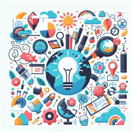 Flat design modern vector illustration concept of big idea, innovation and creativity.のイラスト素材