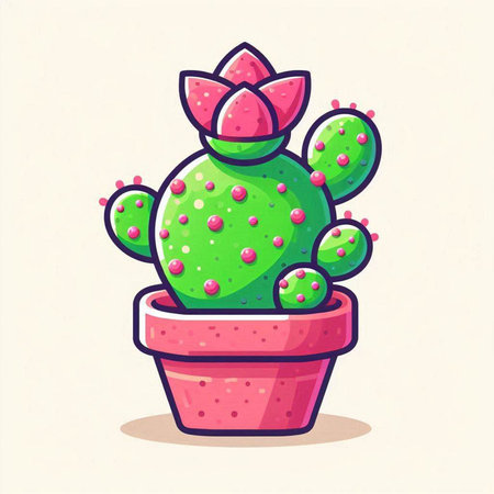 Cactus in a pot. Hand drawn vector illustration in cartoon style.のイラスト素材