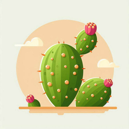 Cactuses in flat style. Vector illustration for your design.のイラスト素材