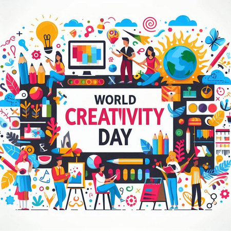World Creativity Day. Creative Design Concept. Vector Illustration.のイラスト素材
