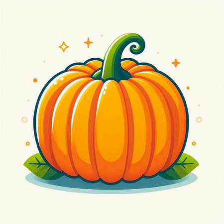 Pumpkin with leaves on a white background. Vector illustration.のイラスト素材