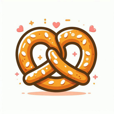 Pretzel vector illustration. Cute cartoon doodle style.のイラスト素材