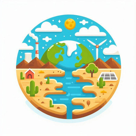 Ecology concept. Vector illustration in flat style on white background.のイラスト素材