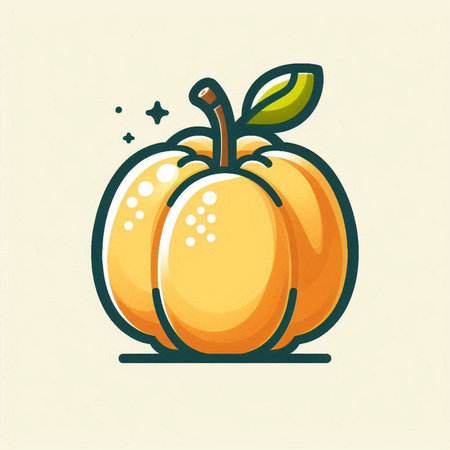 Pumpkin icon. Vector illustration of a pumpkin with a leaf.のイラスト素材