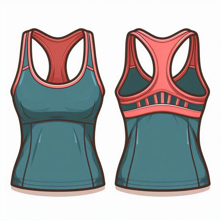 Sports tank top vector illustration isolated on white background. Front and back view.のイラスト素材