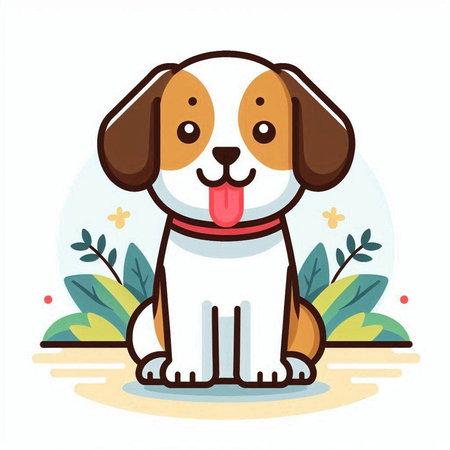 Cute dog cartoon character. Vector illustration in flat design on white background.のイラスト素材