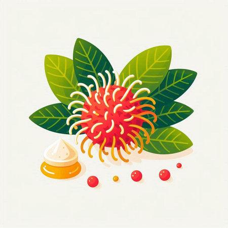 Rambutan vector illustration. Rambutan is a tropical fruit.のイラスト素材