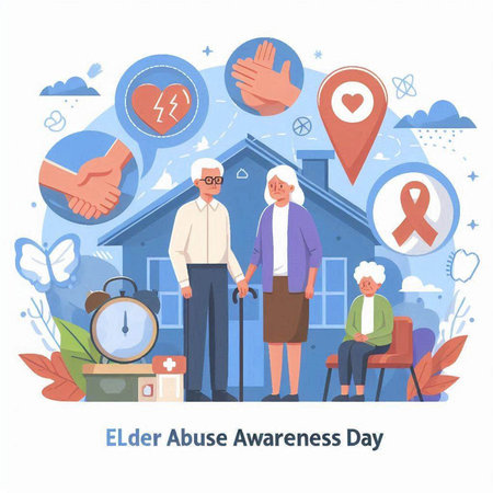 Elderly people care concept with healthcare icons flat vector illustration.のイラスト素材