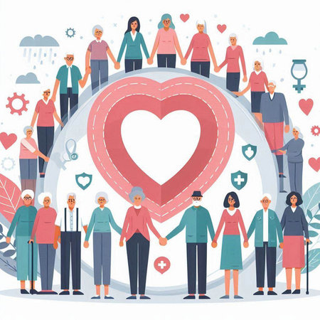 Elderly people vector illustration. Elderly people in love.のイラスト素材