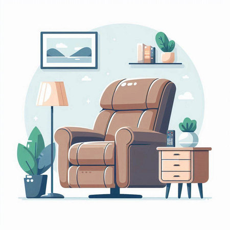 Comfortable armchair in the living room. Flat vector illustration.のイラスト素材
