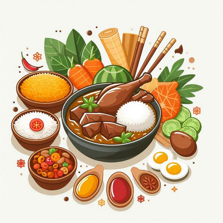Chinese cuisine vector illustration. Chinese food. Traditional asian cuisine.のイラスト素材