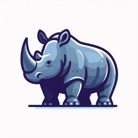 Illustration of a rhinoceros on a white background.のイラスト素材
