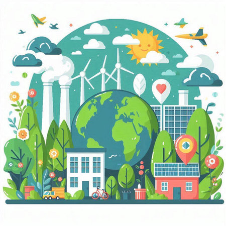 Ecology concept. World environment day. Vector illustration in flat styleのイラスト素材